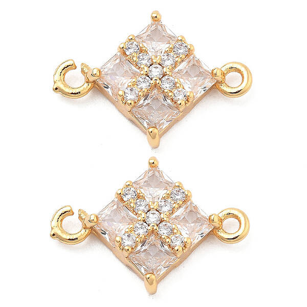 Brass Clear Cubic Zirconia Connector Charms