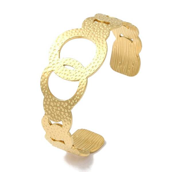 304 Stainless Steel Textured Ring Open Cuff Bangles for Women