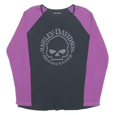 HARLEY DAVIDSON Womens T-Shirt Black Long Sleeve XL