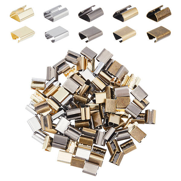 150Pcs 5 Colors Iron Folding Crimp Ends