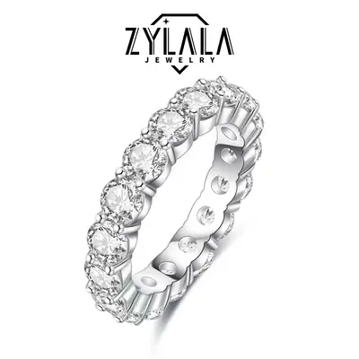 [032] 2.0/7.0 Carat Luxurious Synthetic Moissanite Band Sterling 925 Silver Ring Engagement Wedding Jewelry Anniversary Birth...