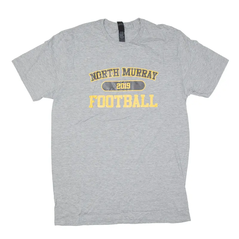 HANES Nano-T North Murray Football 2019 USA T-Shirt Grey Short Sleeve Mens L
