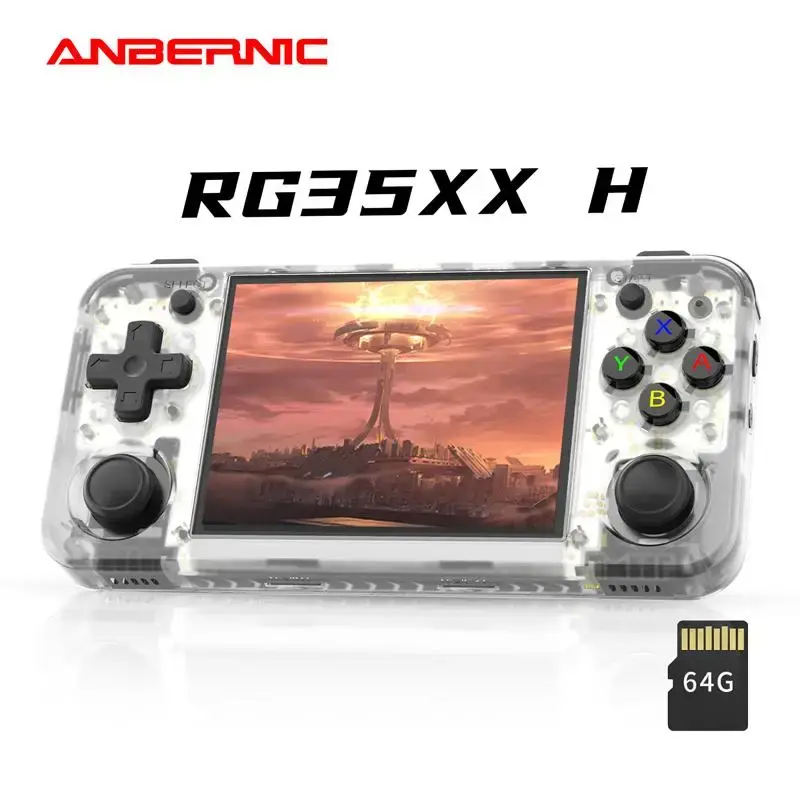 Anbernic Rg35xx H Handheld Game Console, 3.5 Inch IPS Screen, 64GB Storage, 3300mah Battery, HDMI & TV Output, Vibration Moto...
