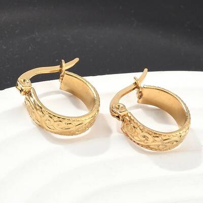 Golden Plated 304 Stainless Steel Hoop Earrings