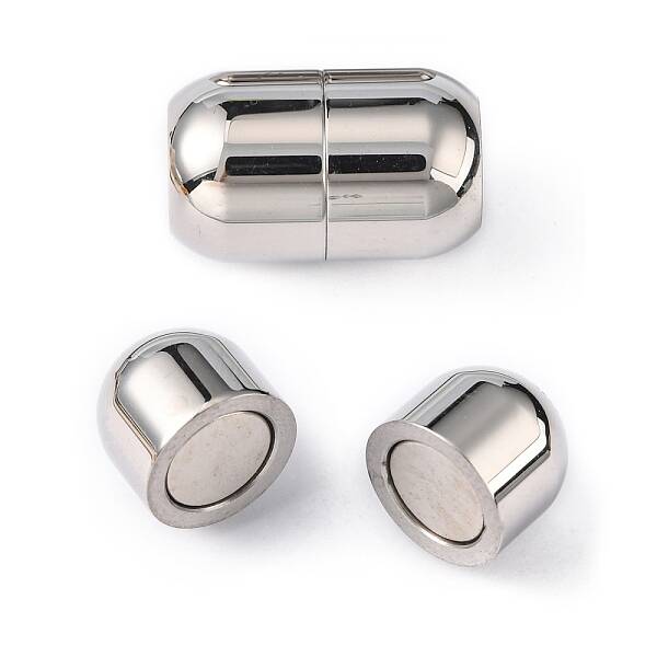 Tarnish Resistant Smooth 304 Stainless Steel Magnetic Clasps with Glue-in Ends