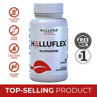 Halluflex Glucosamine 1500 mg - Supplement Dietary with Chondroitin and Collagen - 60 Cap - Healthcare - HALLUSA NATURAL Vita...