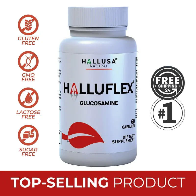 Halluflex Glucosamine 1500 mg - Supplement Dietary with Chondroitin and Collagen - 60 Cap - Healthcare - HALLUSA NATURAL Vita...