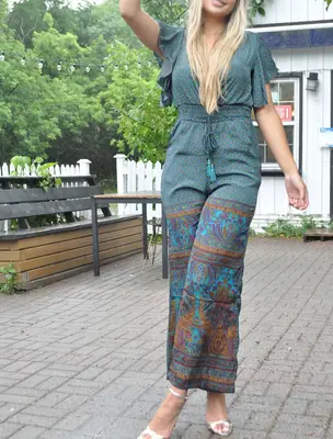Lanai Jumpsuit - Upcycled | Size: M/L | Color: Earth Tones