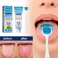 Tongue Cleaner Gel with Brush, 2 Counts/set Tongue Scraper Cleaning Gel with Tool, Oral Care Tool for Men & Women Daily Clean...