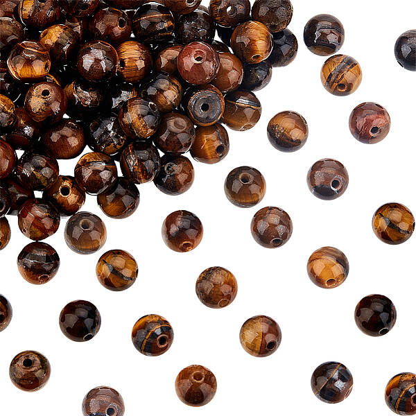 Grade AB Natural Tiger Eye Round Beads Strands