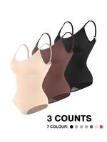 Women's Solid Backless Adjustable Strap Shapewear Bodysuit, Tummy Control Waistband Shaping Bodysuit, Ladies Shapewear for Al...
