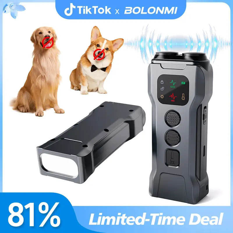 【BOLONMI】 Ultrasonic Dog Bark Deterrent Device – Anti Barking Device for Dogs, Safe & Humane Dog Training Tool to Stop ...