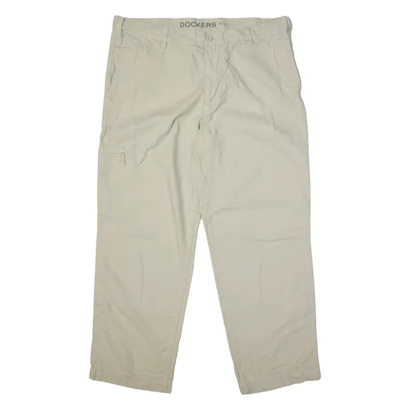 DOCKERS D3 Trousers Cream Classic Straight Mens W38 L30