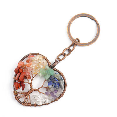 Natural Mixed Gemstone Pendant Keychains