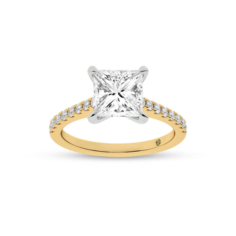 Destiny Half Coverage Princess Cut Lab Diamond Engagement Ring | 14K Yellow Gold 1 3/4 CT. TW.