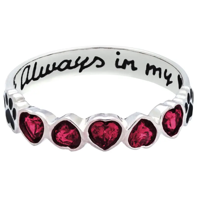 Sterling Stackable Paw Print Birthstone Ring | Fair Trade - April - 6