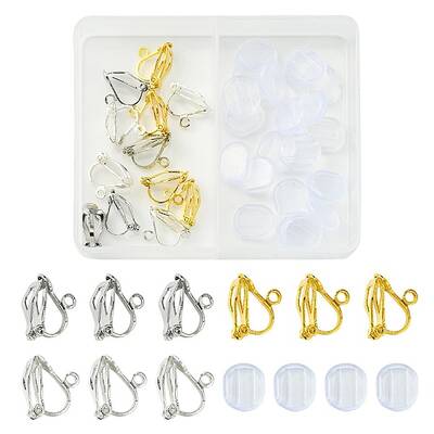 12Pcs 3 Colors Brass Clip-on Earring Findings