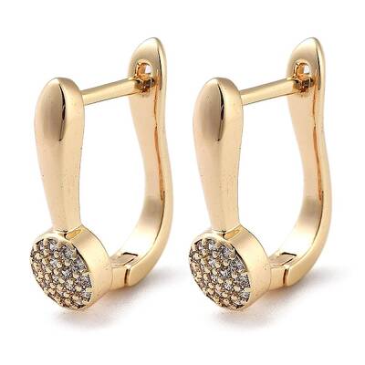 Brass Micro Pave Clear Cubic Zirconia Hoop Earrings for Women