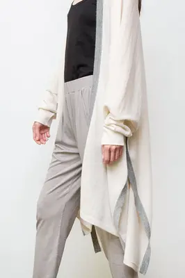 dylan alpaca duster - sand w/light grey border | Size: one size