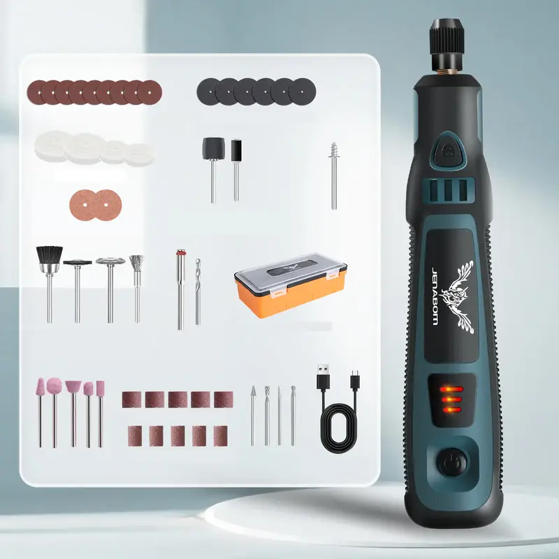 JENABOM Rotary Tool Kit Rotary Tool with Accessories & Flex Shaft & Universal Collet USB Charging for Sanding, Carving, Polis...