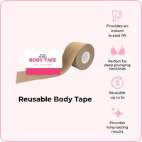 Women's Body Tape for Comfortable and Flattering Look - Reusable Body Tape For Womenswear & Dresses. The Perfect Fashion Acce...