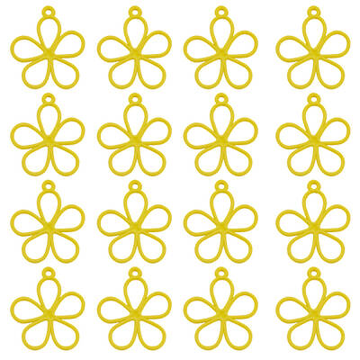50Pcs Hollow Spray Painted Alloy Pendants