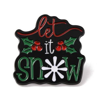 Christmas Theme Word Let it Snow Enamel Pins