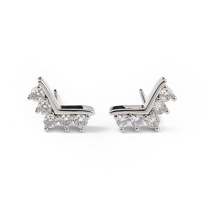 Clear Cubic Zirconia Crown Stud Earrings