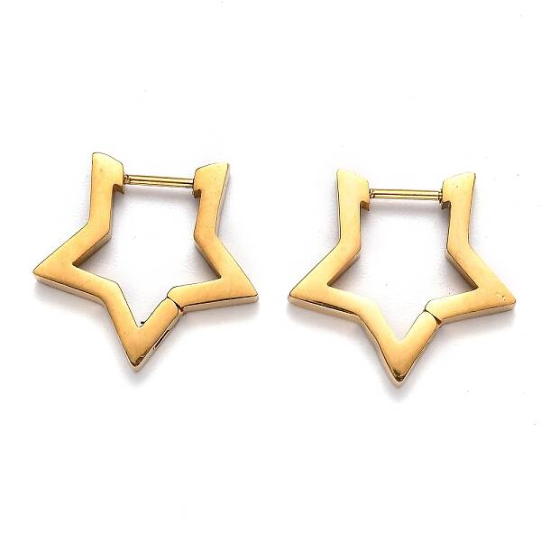 304 Stainless Steel Star Huggie Hoop Earrings