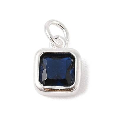 925 Sterling Silver Pave Cubic Zirconia Square Charms with Jump Rings and 925 Stamp