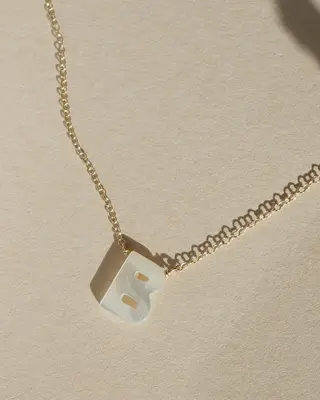 Dawn Initial Necklace | Metal Color: Solid 14K Gold | Style: B