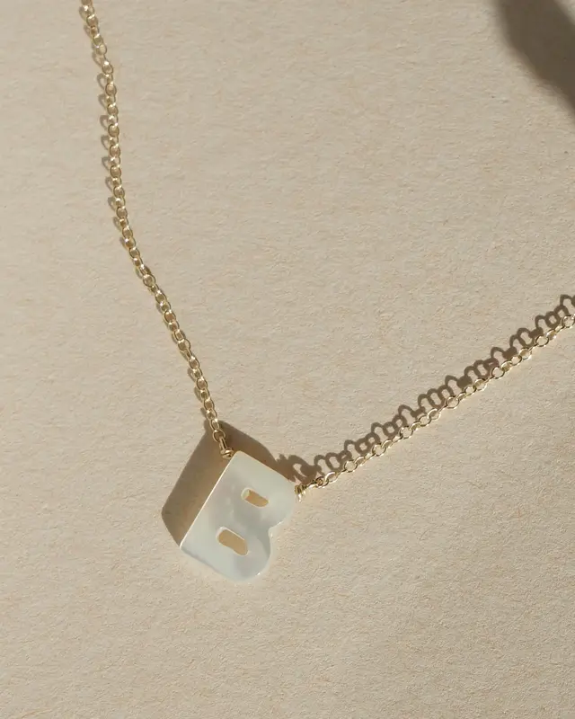 Dawn Initial Necklace | Metal Color: Solid 14K Gold | Style: B
