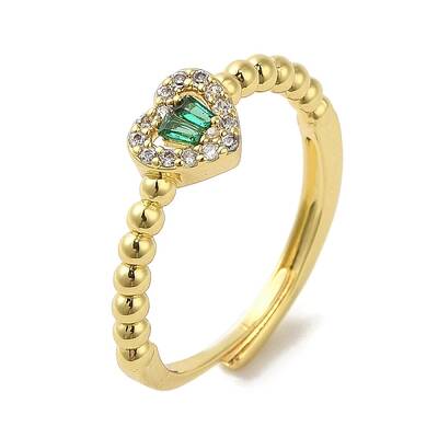 Rack Plating Brass Micro Pave Cubic Zirconia Adjustable Rings