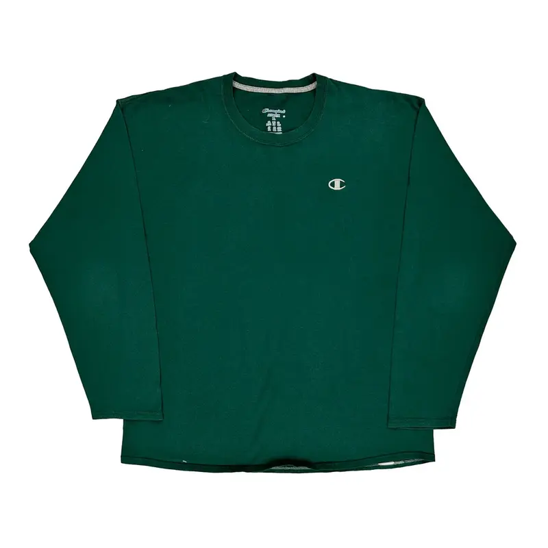 Champion Long Sleeve T-Shirt - XL Green Cotton