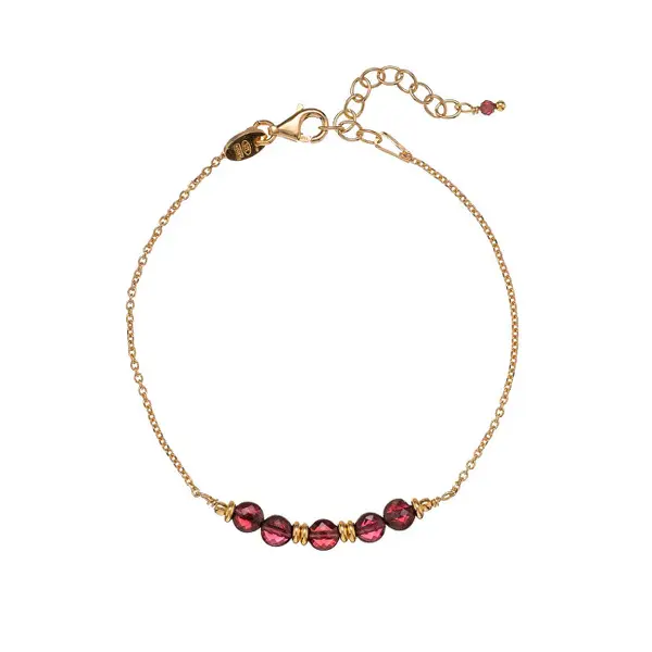 Alisia Gold Plated Fashion Bracelet with Garnet Beads AL4898-Gold-Garnet