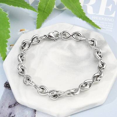 304 Stainless Steel Infinity Link Chain Bracelets for Women Men