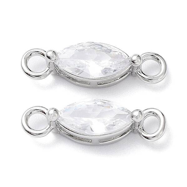 Brass Clear Cubic Zirconia Links Connectors