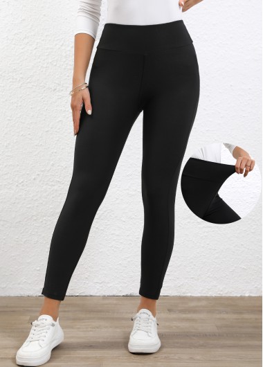 Modlily Black High Waisted Ankle Length Elastic Waist Leggings - 2XL