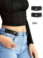 Solid Adjustable Elastic Buckle Belt, Elastic Stretch Belts, Casual Trendy Waistband, Casual Adjustable Elastic Waist Belt fo...