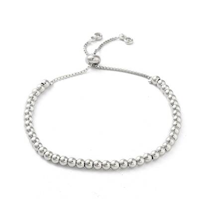 Adjustable Brass Round Beaded Slider Bracelets