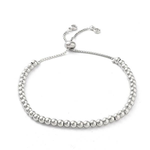 Adjustable Brass Round Beaded Slider Bracelets