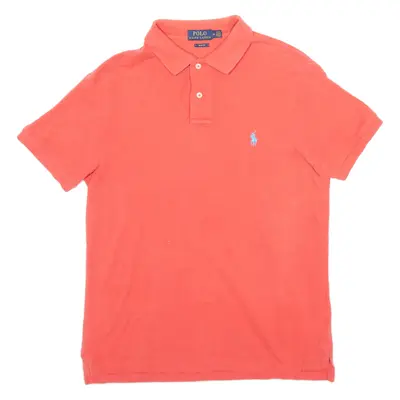 POLO RALPH LAUREN Slim Fit Mens Polo Shirt Pink Short Sleeve M