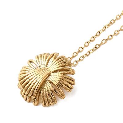 Ion Plating(IP) 304 Stainless Steel Cable Chain Flower Pendant Necklaces for Women
