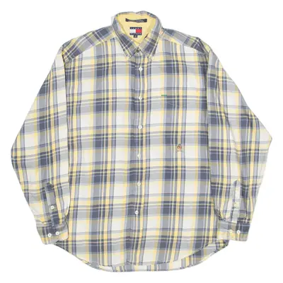 TOMMY HILFIGER Mens Shirt Yellow Check Long Sleeve M