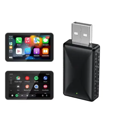 2 in 1 Wireless Car Adapter, USB Adapter Compatible with Apple CarPlay & Android Auto, Car Smart Box for Wireless Video/Musi...