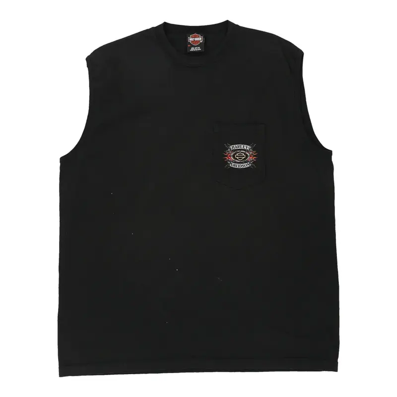 Farmington Hills, Michigan Harley Davidson Graphic Vest - 2XL Black Cotton