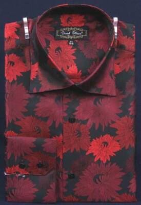 Men's Black / Red Fancy Polyester Dress Fashion Shirt With Button Cuff Men's Dress Shirt Night Club Outfit Guys Wear For Men ...