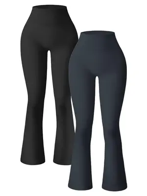 Women's High Waist Flare Leg Sports Leggings, Casual Comfy Basic Trousers for Yoga Gym Workout Running, Ladies Sportswear Clo...