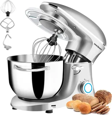 6Qt Electric Food Mixer,Stand Mixer, 660W 6-Speeds Tilt-Head Dough Mixers with Dishwasher-Safe Dough Hook, Wire Whip & Beater...