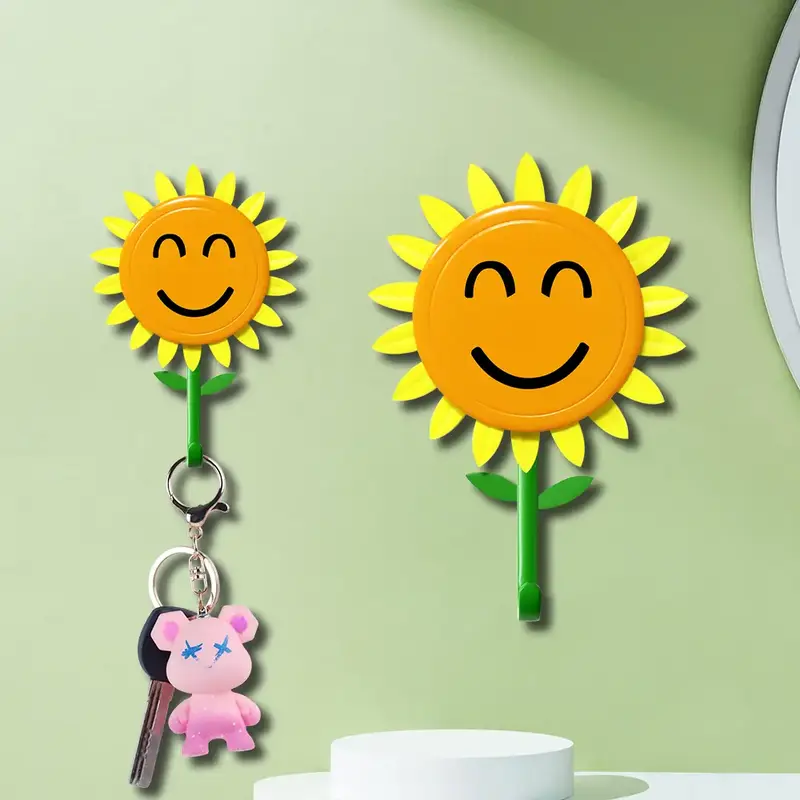 Smiling Sunflower Wall Hook – Easy Wall Storage Hack for Keys, Towels, Coats & More, Perfect for Small Spaces